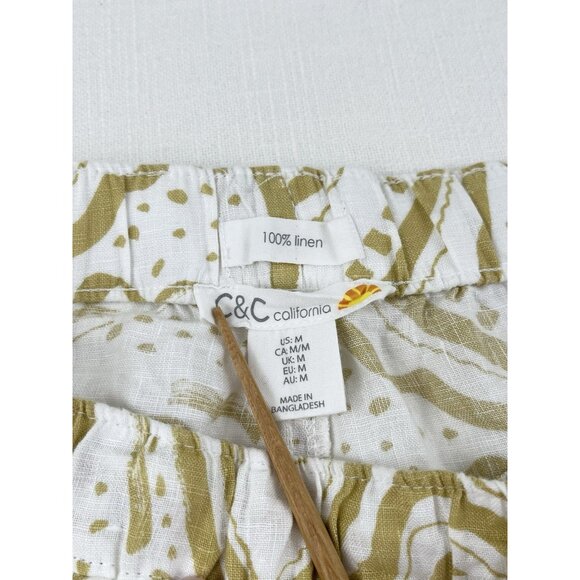 C&C California Womens 100% Linen Shorts Sz‎ M Abstract Print Pull On Vacation - Picture 4 of 8
